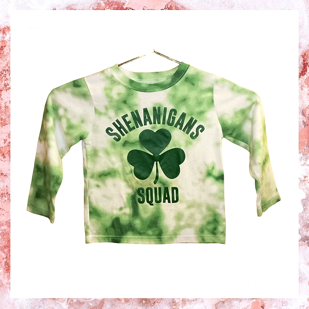 St. Patrick's Day Kids Long Sleeve Tie Dye Shirt Size 3T